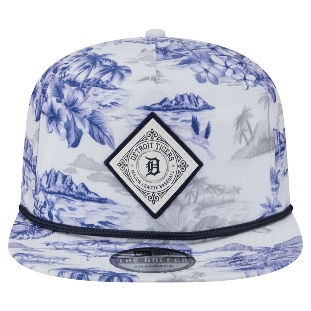 Detroit Tigers New Era Printed Island Golfer Snapback Hat - White - New Era Lifestyle