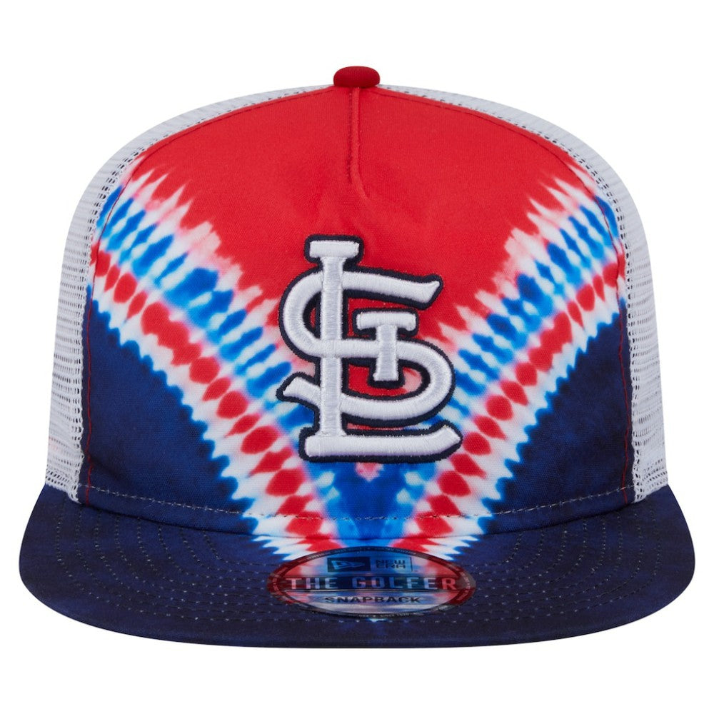 St. Louis Cardinals New Era Tie-Dye Golfer Trucker Adjustable Hat - New Era Sale