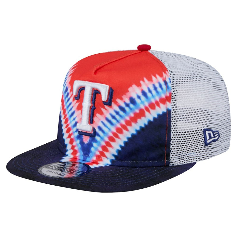 Texas Rangers New Era Tie-Dye Golfer Trucker Adjustable Hat - New Era Discount