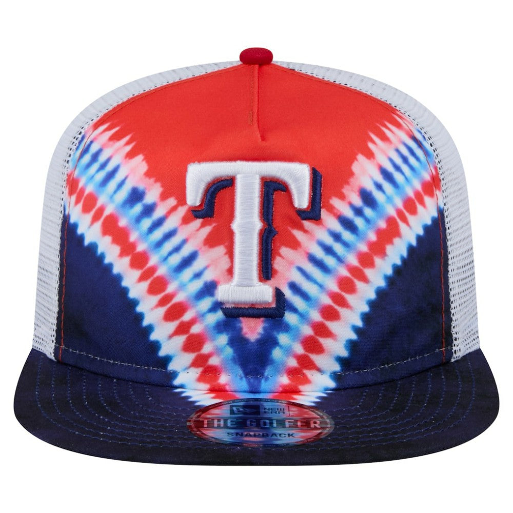 Texas Rangers New Era Tie-Dye Golfer Trucker Adjustable Hat - New Era Discount
