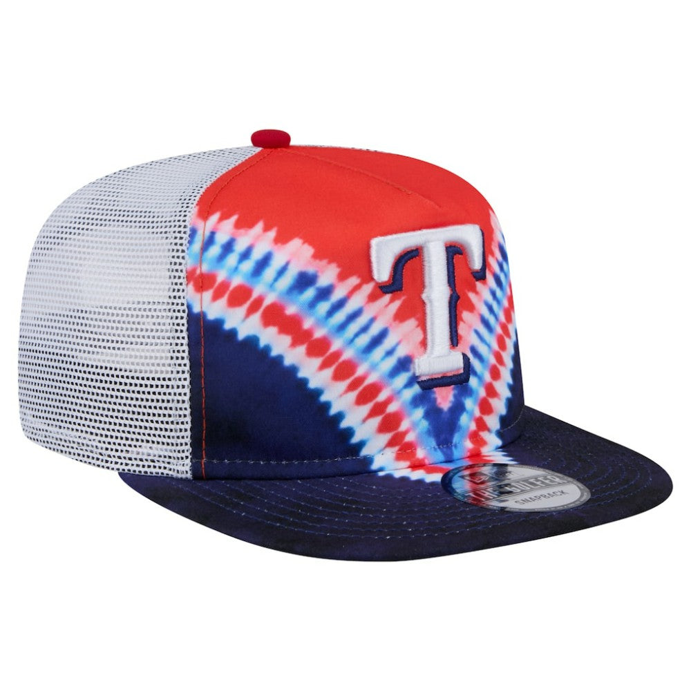 Texas Rangers New Era Tie-Dye Golfer Trucker Adjustable Hat - New Era Discount