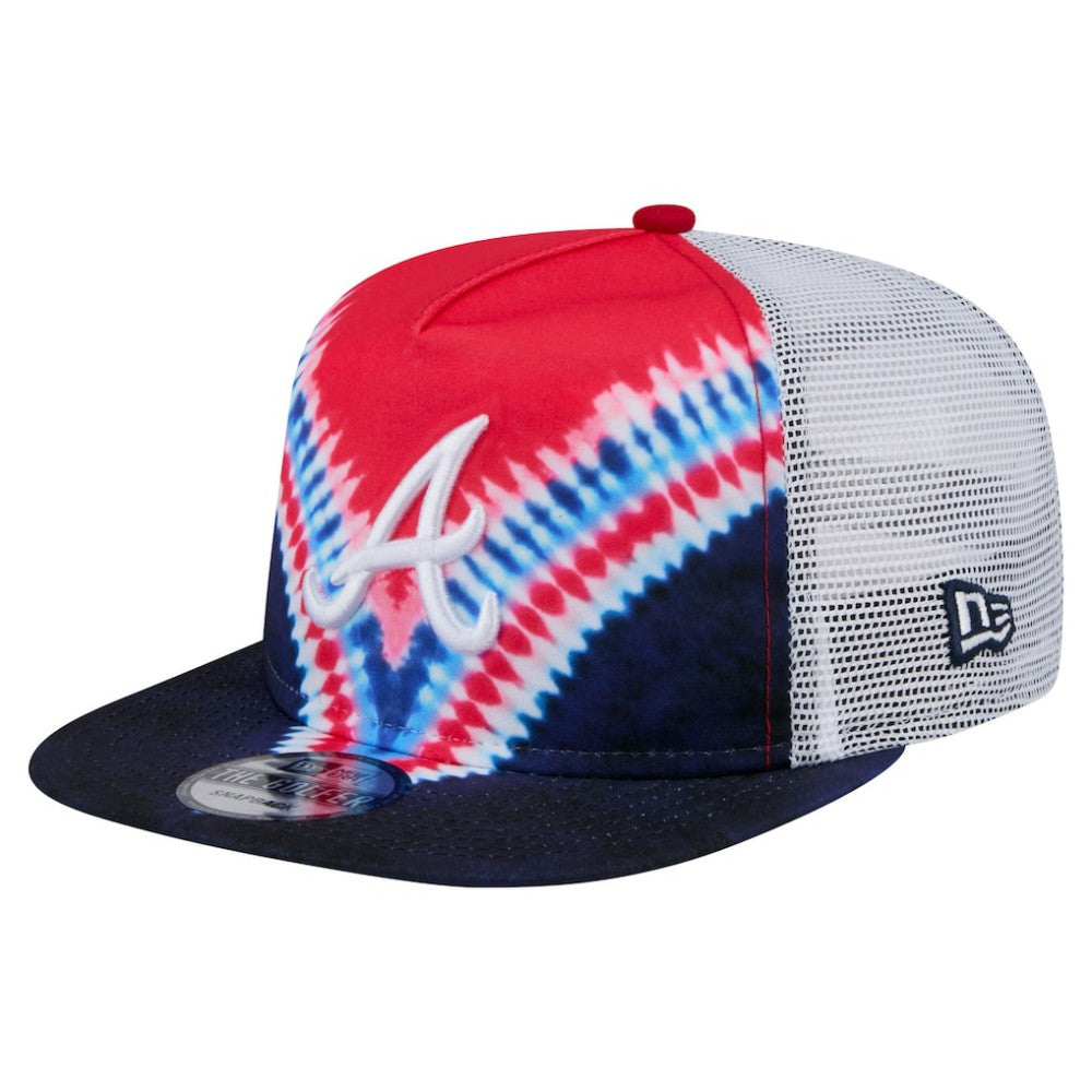 Atlanta Braves New Era Tie-Dye Golfer Trucker Adjustable Hat - New Era on Sale