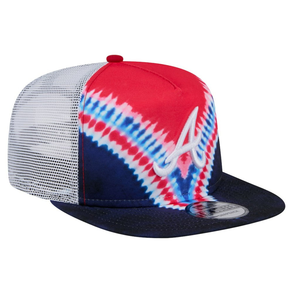 Atlanta Braves New Era Tie-Dye Golfer Trucker Adjustable Hat - New Era on Sale