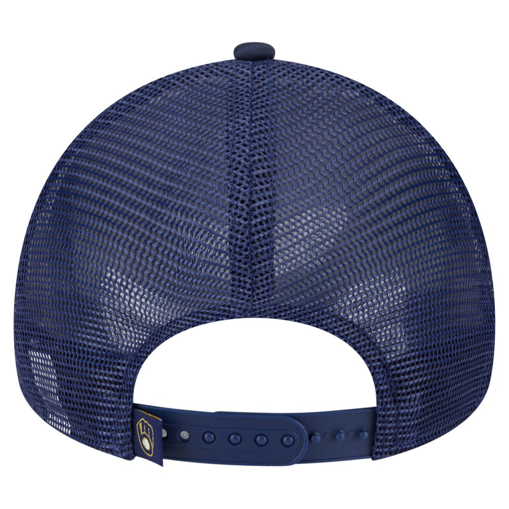 Milwaukee Brewers New Era Distressed 9FORTY A-Frame Adjustable Trucker Hat - White - New Era Online