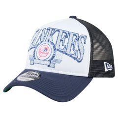 New York Yankees New Era Distressed 9FORTY A-Frame Adjustable Trucker Hat - Navy - New Era Online