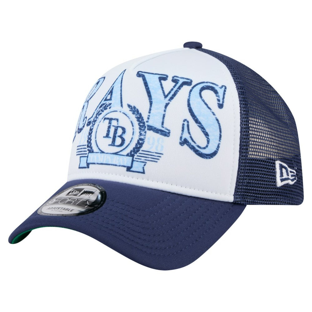 Tampa Bay Rays New Era Distressed 9FORTY A-Frame Adjustable Trucker Hat - Navy - New Era on Sale