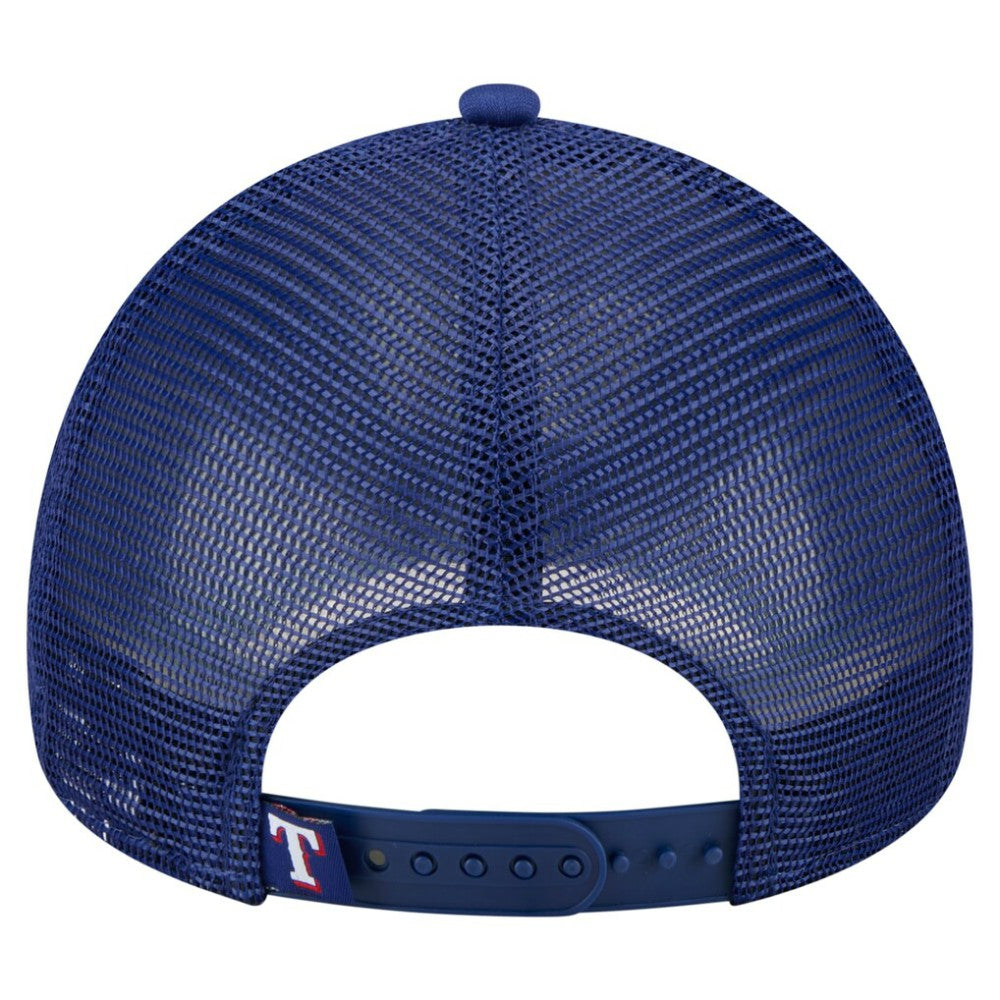 Texas Rangers New Era Trucker A-Frame 9FORTY Adjustable Hat - White/Royal - New Era Discount
