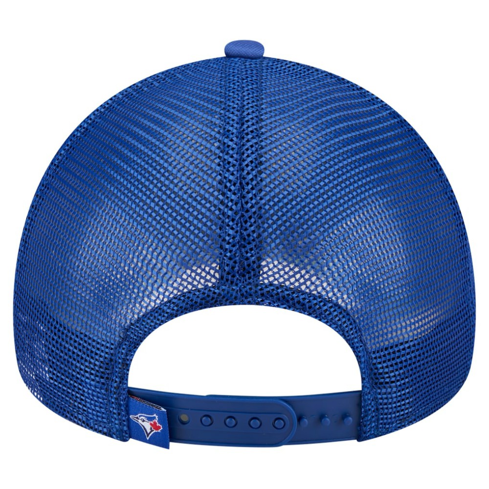 Toronto Blue Jays New Era Distressed 9FORTY A-Frame Adjustable Trucker Hat - White/Royal - New Era Discount