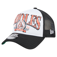 Baltimore Orioles New Era Distressed 9FORTY A-Frame Adjustable Trucker Hat - Black - New Era Online