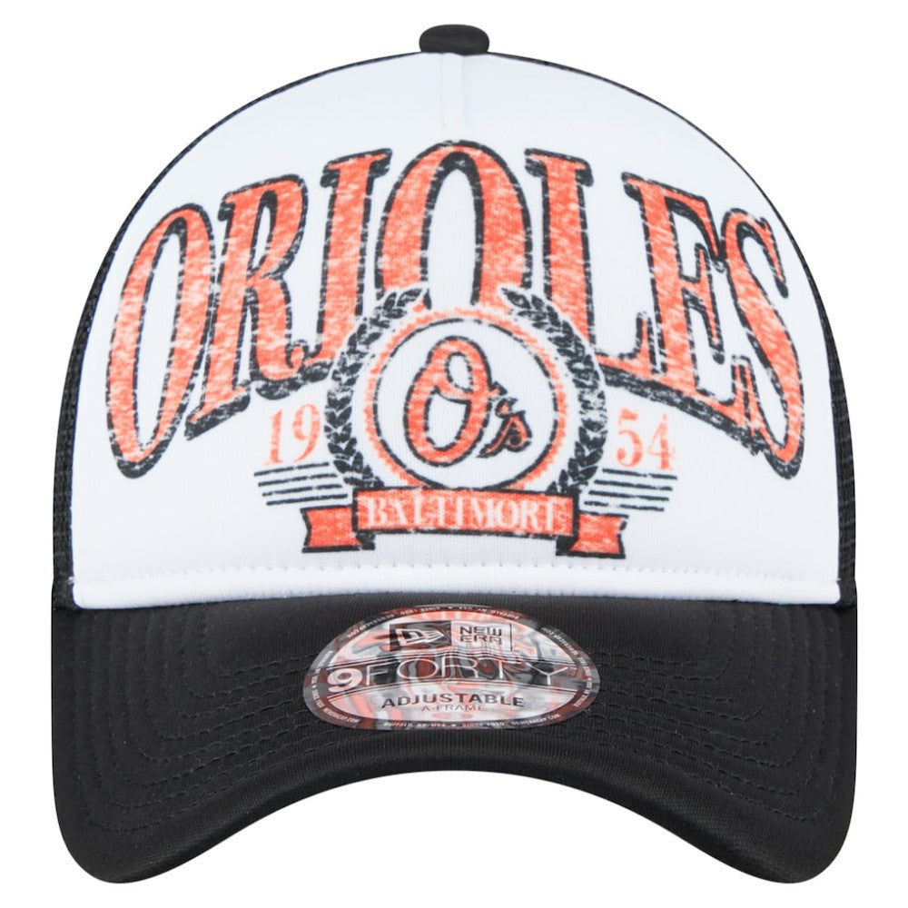 Baltimore Orioles New Era Distressed 9FORTY A-Frame Adjustable Trucker Hat - Black - New Era Online