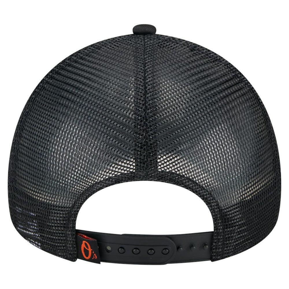 Baltimore Orioles New Era Distressed 9FORTY A-Frame Adjustable Trucker Hat - Black - New Era Online