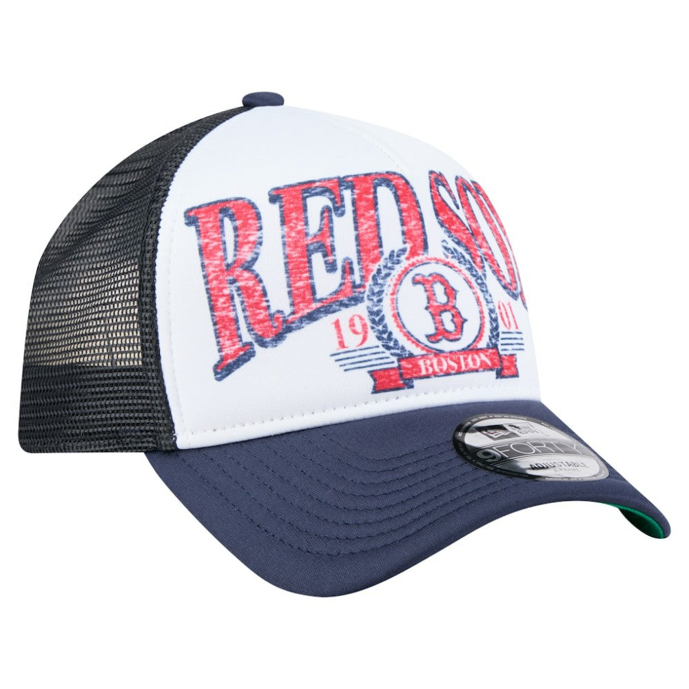 Boston Red Sox New Era Distressed 9FORTY A-Frame Adjustable Trucker Hat - Navy - New Era Online