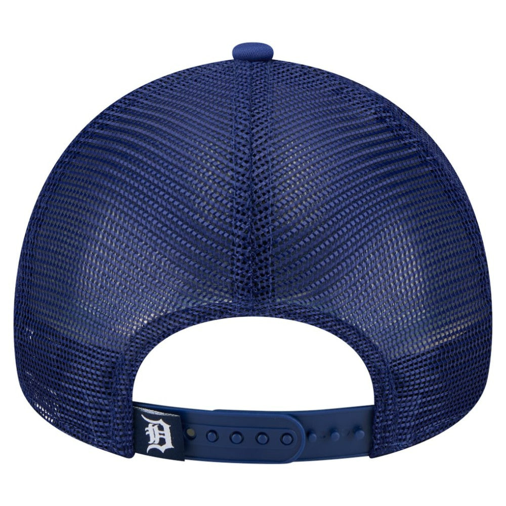 Detroit Tigers New Era Distressed 9FORTY A-Frame Adjustable Trucker Hat - White/Navy - New Era Discount