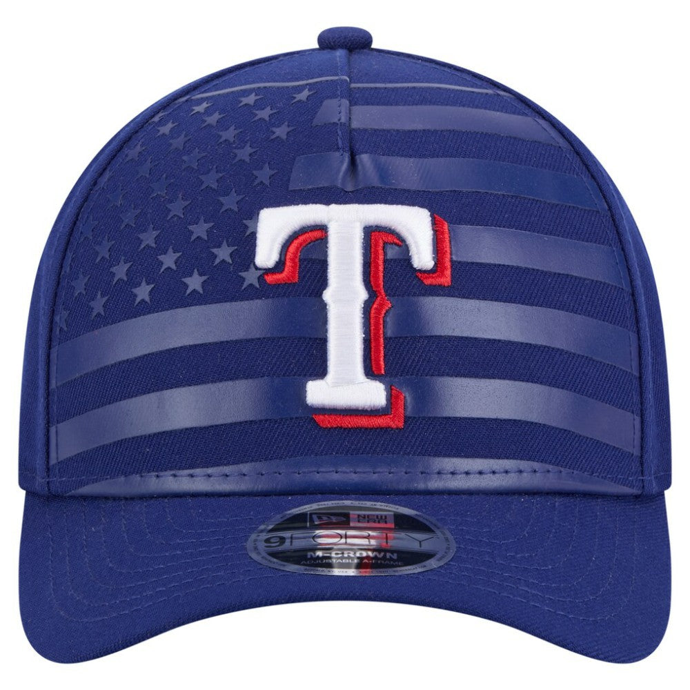 Texas Rangers New Era American Flag 9FORTY M-Crown A-Frame Adjustable Hat - Royal - New Era Online