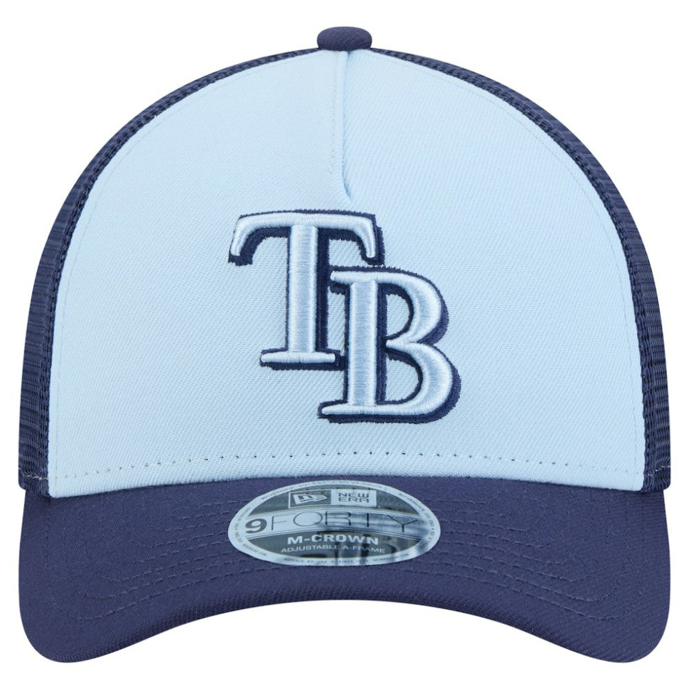 Tampa Bay Rays New Era 2-Tone Color Pack 9FORTY M-Crown A-Frame Adjustable Hat - Light Blue/Navy - New Era Lifestyle