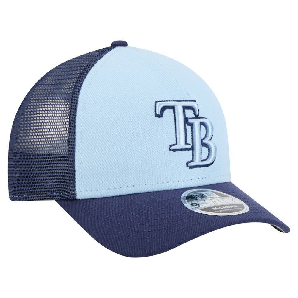 Tampa Bay Rays New Era 2-Tone Color Pack 9FORTY M-Crown A-Frame Adjustable Hat - Light Blue/Navy - New Era Lifestyle