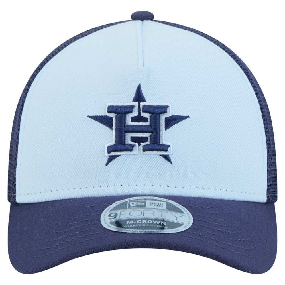Houston Astros New Era 2-Tone Color Pack 9FORTY M-Crown A-Frame Adjustable Hat - Light Blue/Navy - New Era Online