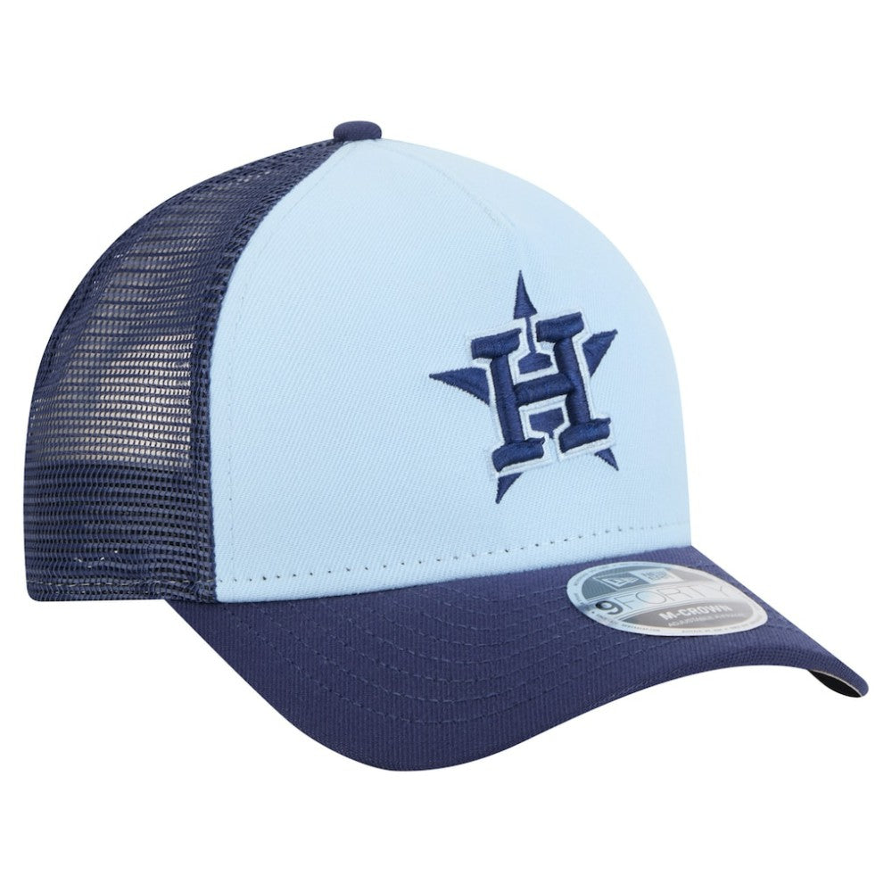 Houston Astros New Era 2-Tone Color Pack 9FORTY M-Crown A-Frame Adjustable Hat - Light Blue/Navy - New Era Online