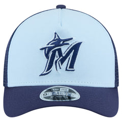 Miami Marlins New Era 2-Tone Color Pack 9FORTY M-Crown A-Frame Adjustable Hat - Light Blue/Navy - New Era Online