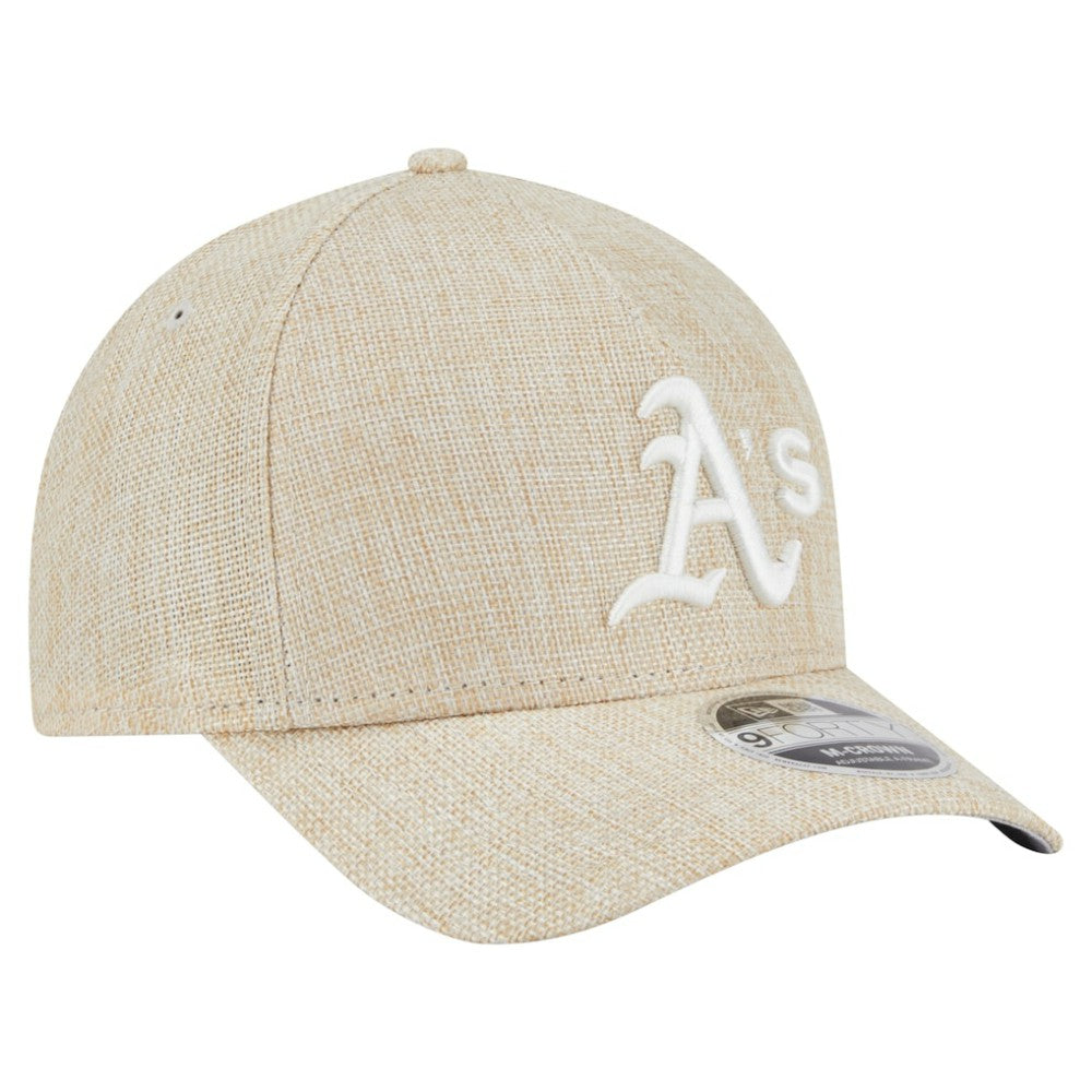 Athletics New Era Cotton Weave M-Crown A-Frame 9FORTY Adjustable Hat - Beige - New Era Sale
