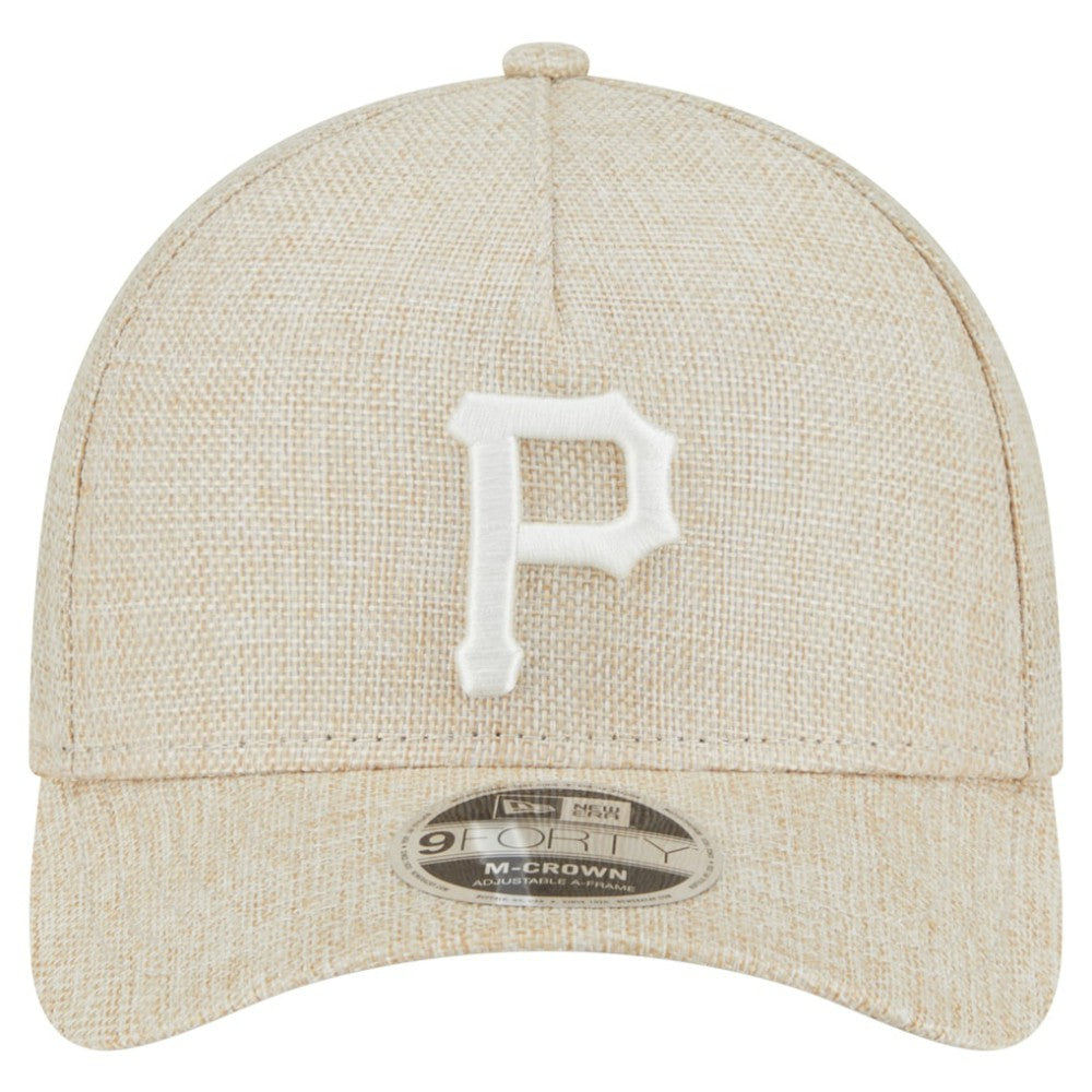 Pittsburgh Pirates New Era Cotton Weave M-Crown A-Frame 9FORTY Adjustable Hat - Beige - New Era Lifestyle