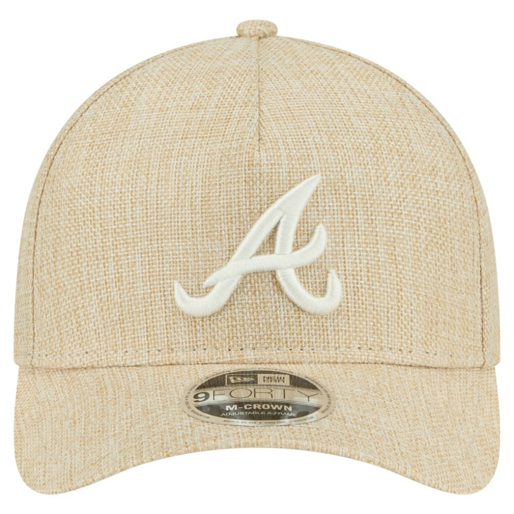 Atlanta Braves New Era Cotton Weave M-Crown A-Frame 9FORTY Adjustable Hat - Beige - New Era Lifestyle