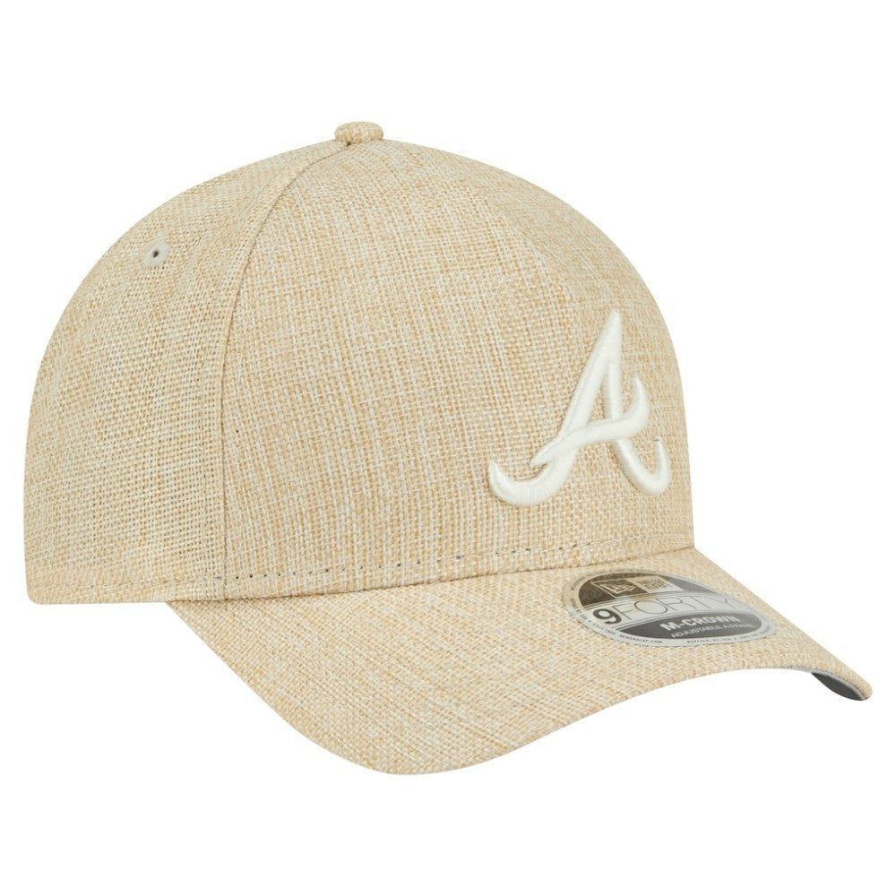 Atlanta Braves New Era Cotton Weave M-Crown A-Frame 9FORTY Adjustable Hat - Beige - New Era Lifestyle