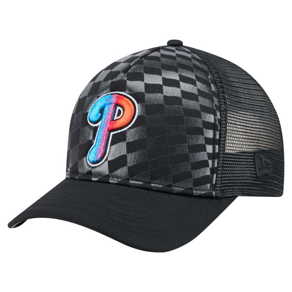 Philadelphia Phillies New Era Gradient 9FORTY A-Frame M-Crown Trucker Adjustable Hat - Black - New Era Lifestyle
