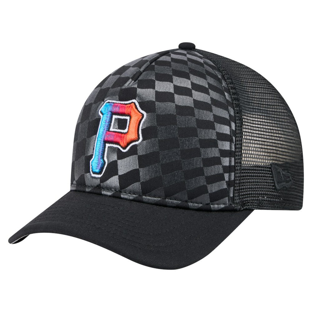 Pittsburgh Pirates New Era Gradient 9FORTY A-Frame M-Crown Trucker Adjustable Hat - Black - New Era Sale