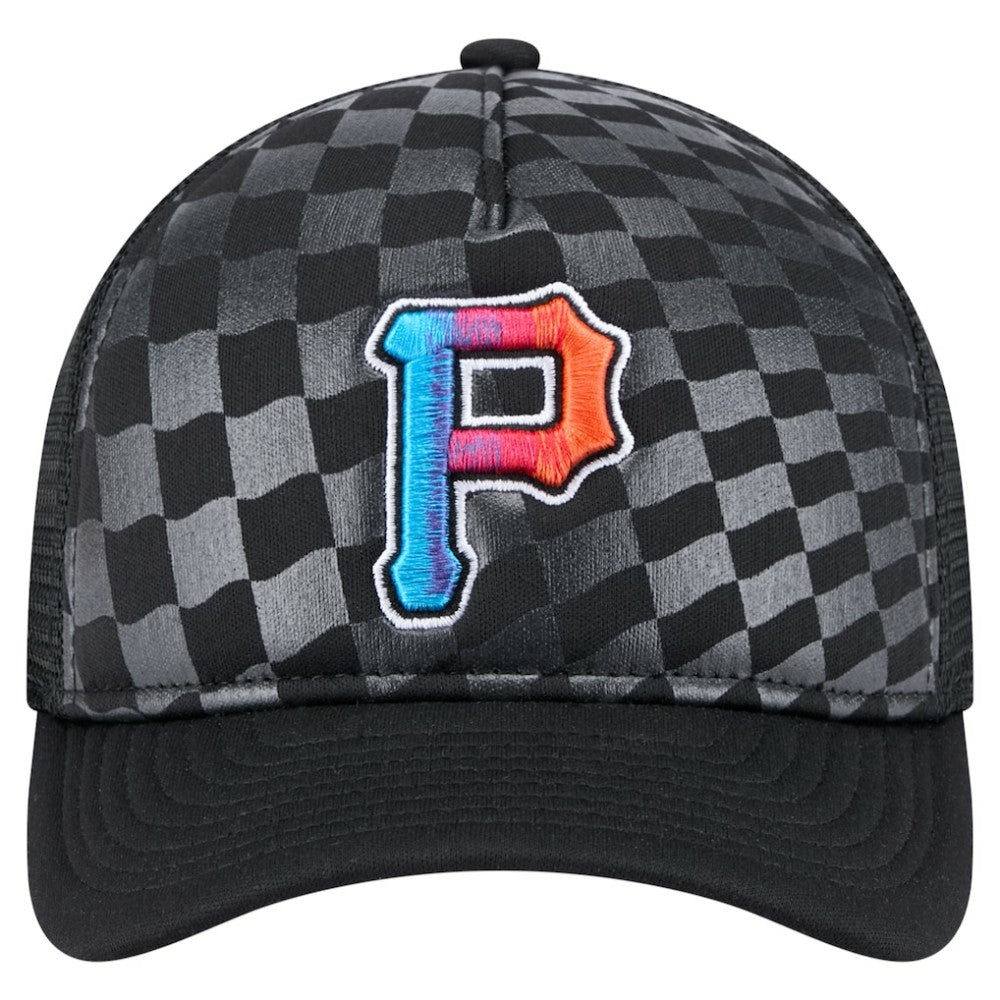Pittsburgh Pirates New Era Gradient 9FORTY A-Frame M-Crown Trucker Adjustable Hat - Black - New Era Sale