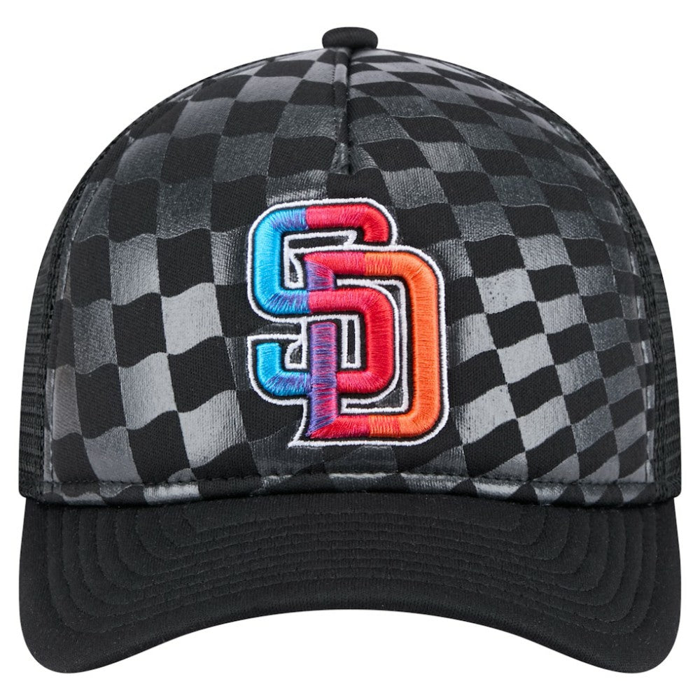 San Diego Padres New Era Gradient 9FORTY A-Frame M-Crown Trucker Adjustable Hat - Black - New Era on Sale