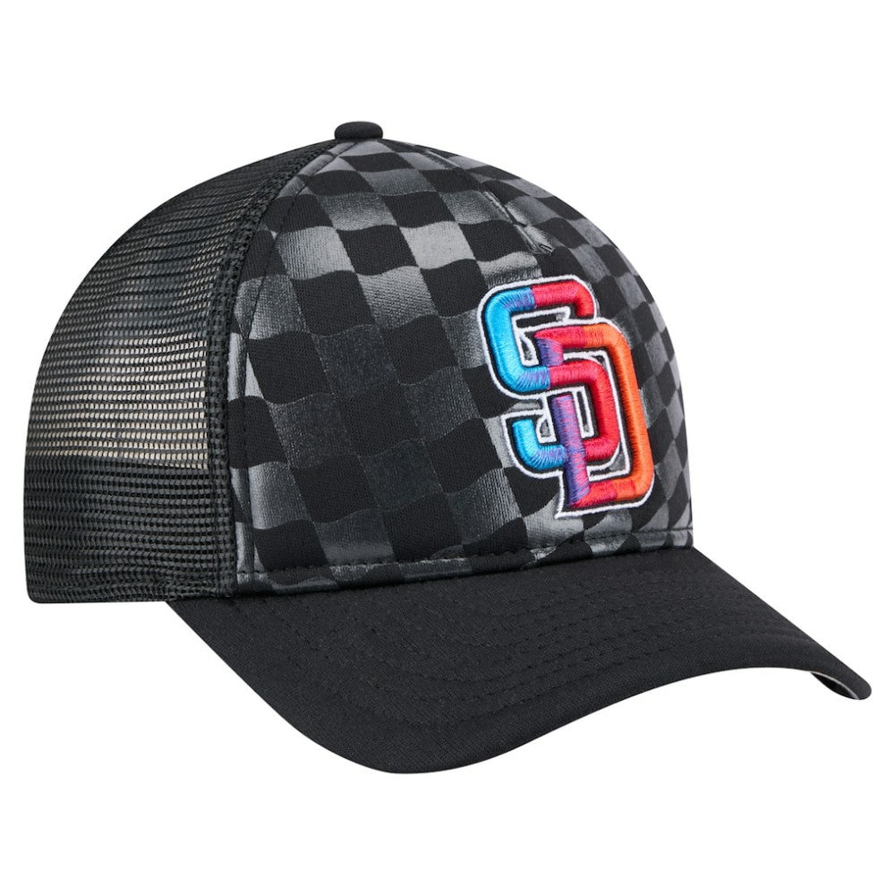 San Diego Padres New Era Gradient 9FORTY A-Frame M-Crown Trucker Adjustable Hat - Black - New Era on Sale