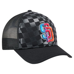San Diego Padres New Era Gradient 9FORTY A-Frame M-Crown Trucker Adjustable Hat - Black - New Era on Sale
