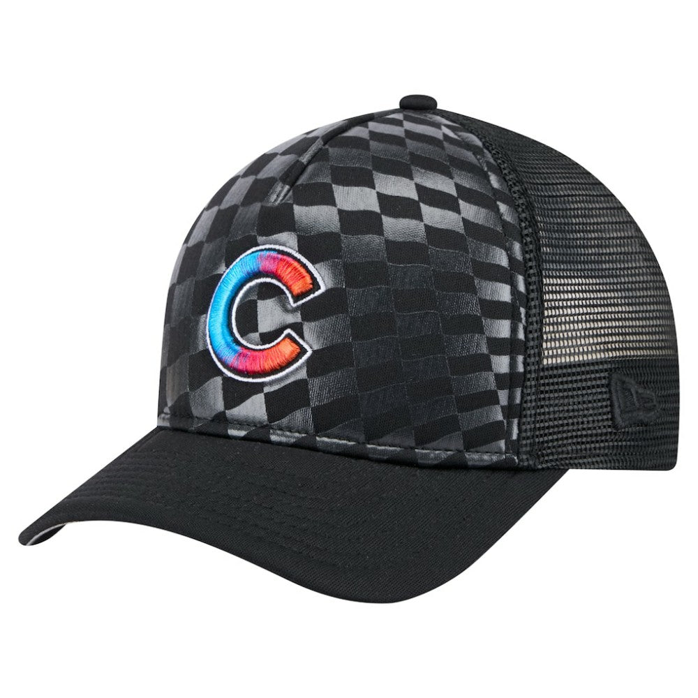 Chicago Cubs New Era Gradient 9FORTY A-Frame M-Crown Trucker Adjustable Hat - Black - New Era Discount