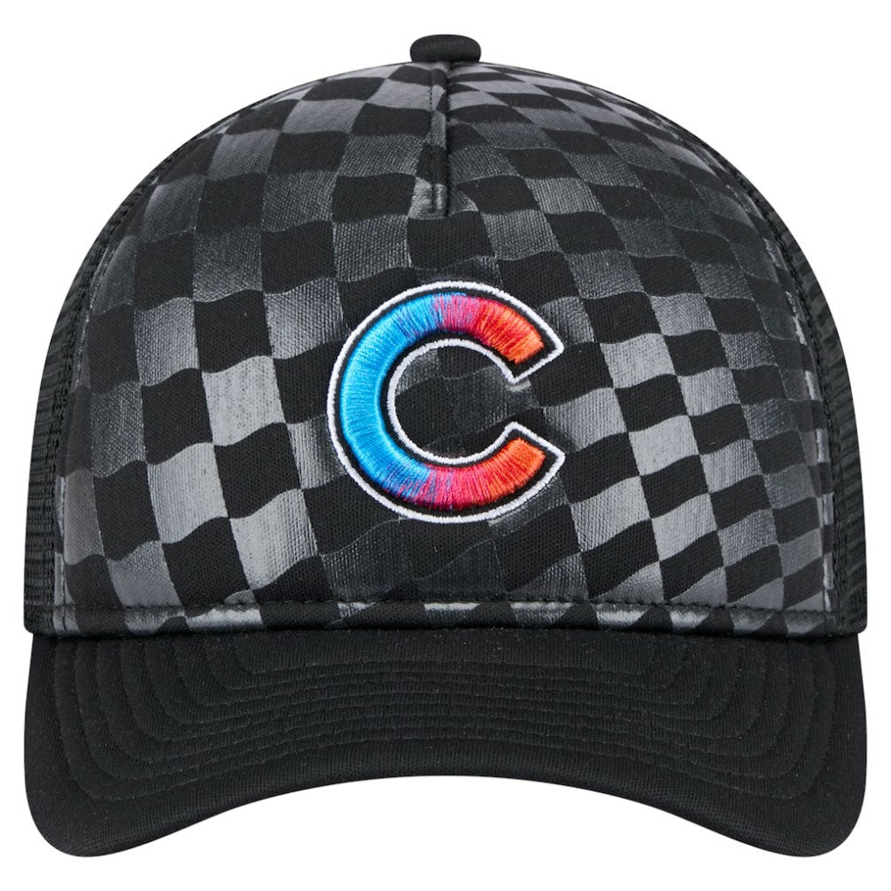 Chicago Cubs New Era Gradient 9FORTY A-Frame M-Crown Trucker Adjustable Hat - Black - New Era Discount