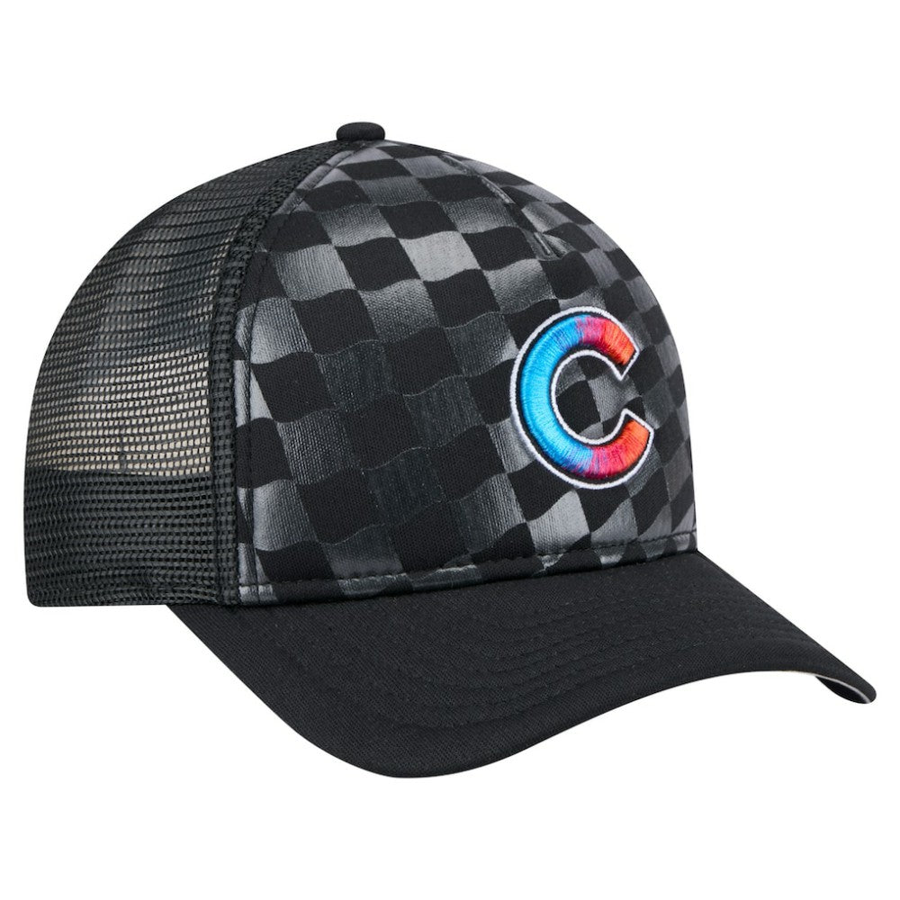 Chicago Cubs New Era Gradient 9FORTY A-Frame M-Crown Trucker Adjustable Hat - Black - New Era Discount