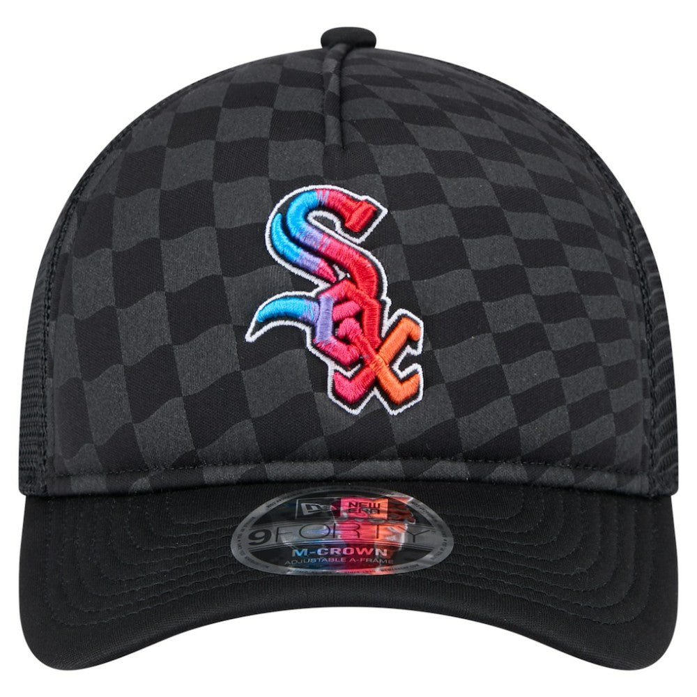 Chicago White Sox New Era Gradient 9FORTY A-Frame M-Crown Trucker Adjustable Hat - Black - New Era Discount