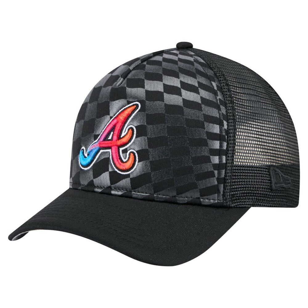 Atlanta Braves New Era Gradient 9FORTY A-Frame M-Crown Trucker Adjustable Hat - Black - New Era Discount