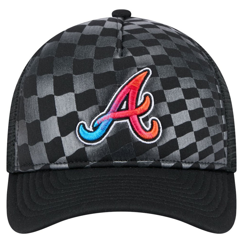 Atlanta Braves New Era Gradient 9FORTY A-Frame M-Crown Trucker Adjustable Hat - Black - New Era Discount