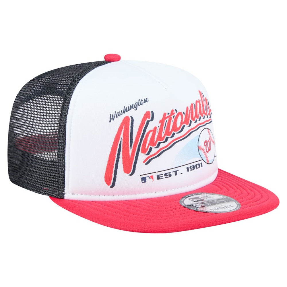 Washington Nationals New Era Retro Script Trucker 9FIFTY Snapback Hat - White/Red - New Era on Sale