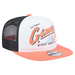 San Francisco Giants New Era Retro Script Trucker 9FIFTY Snapback Hat - White/Orange - New Era Discount