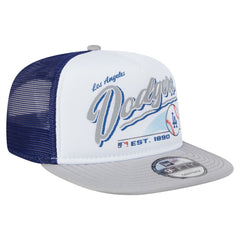 Los Angeles Dodgers New Era Retro Script Trucker 9FIFTY Snapback Hat - White/Gray - New Era Online