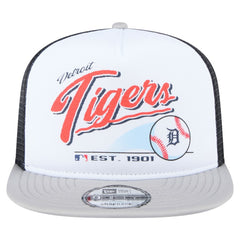 Detroit Tigers New Era Retro Script Trucker 9FIFTY Snapback Hat - White/Gray - New Era Lifestyle