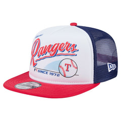 Texas Rangers New Era Retro Script Trucker 9FIFTY Snapback Hat - White/Red - New Era Discount