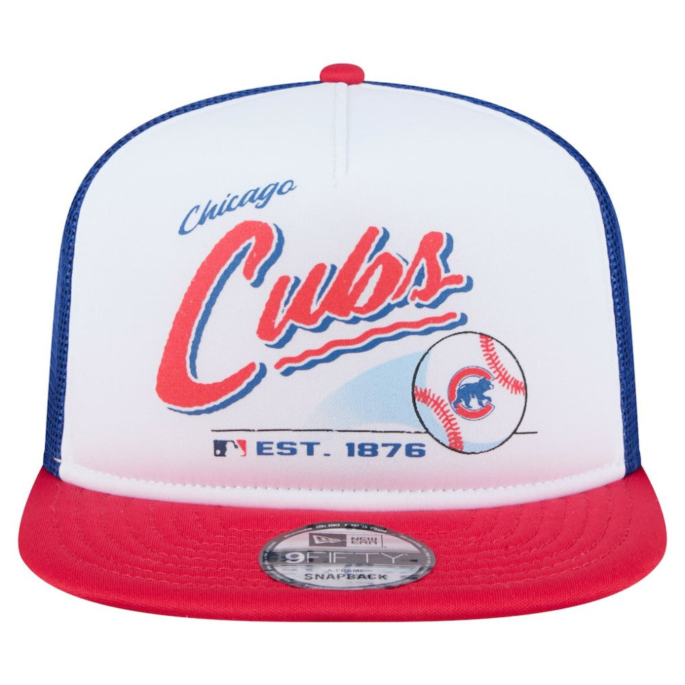 Chicago Cubs New Era Retro Script Trucker 9FIFTY Snapback Hat - White/Red - New Era Lifestyle