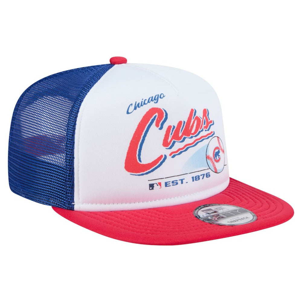 Chicago Cubs New Era Retro Script Trucker 9FIFTY Snapback Hat - White/Red - New Era Lifestyle