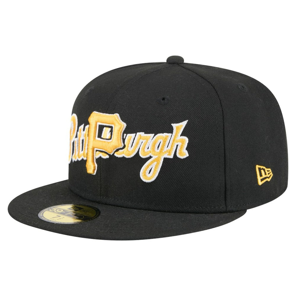 Pittsburgh Pirates New Era Overlap 59FIFTY Fitted Hat - Black - New Era Sale