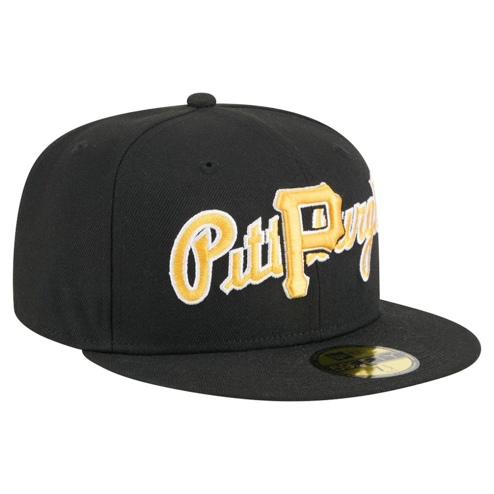 Pittsburgh Pirates New Era Overlap 59FIFTY Fitted Hat - Black - New Era Sale