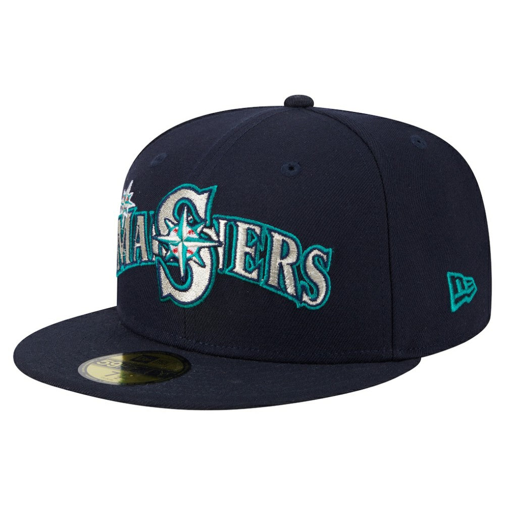 Seattle Mariners New Era Overlap 59FIFTY Fitted Hat - Navy - New Era Discount