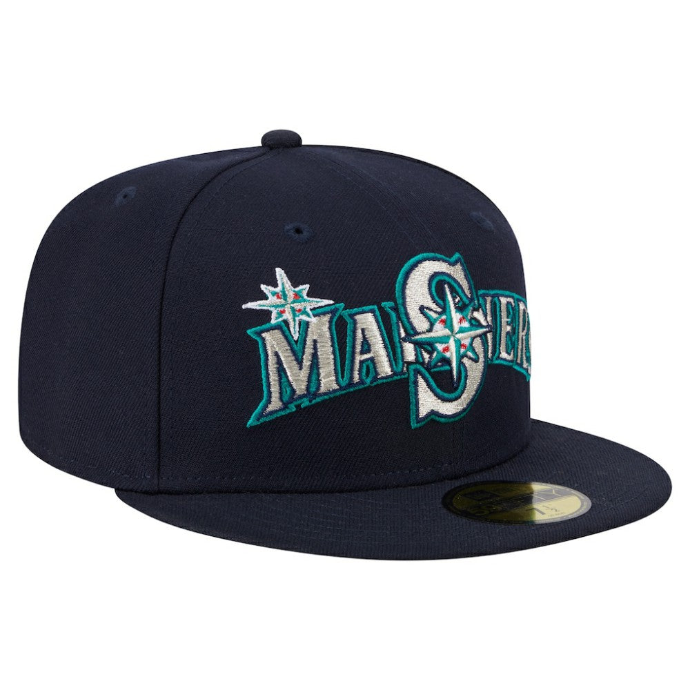 Seattle Mariners New Era Overlap 59FIFTY Fitted Hat - Navy - New Era Discount
